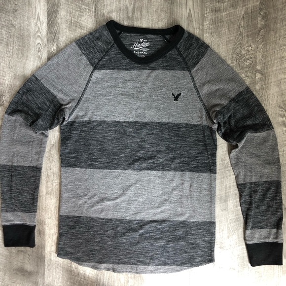 American Eagle Heritage Classic Fit Grey Black Mens Thermal, size Medium - Picture 5 of 8